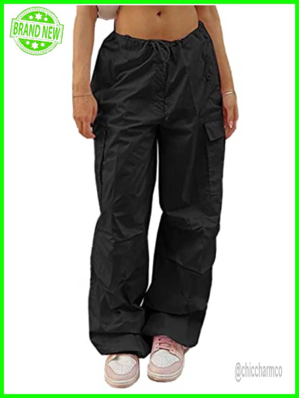 Loose Baggy Cargo Sweatpants Low Rise Drawstring Wide Leg Y2K